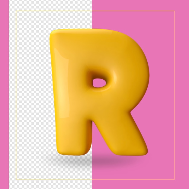 3d render of alphabet letter r