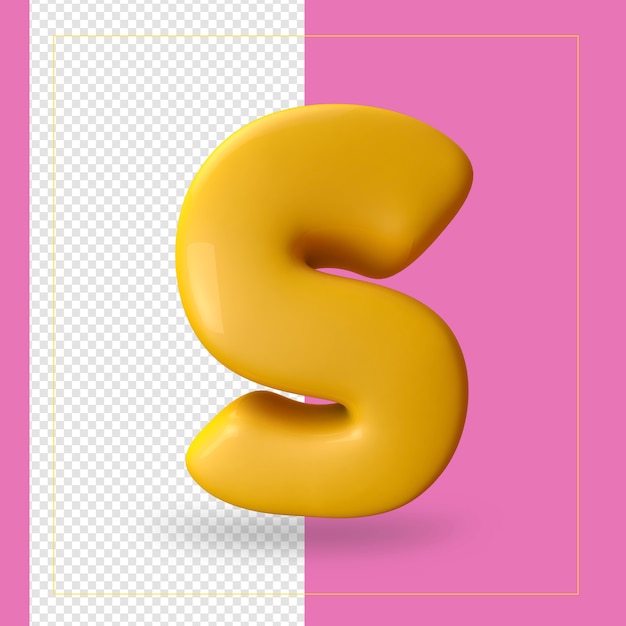 PSD 3d render of alphabet letter s