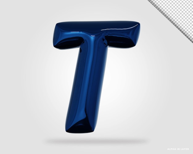 3d render alphabet letter t balloon style