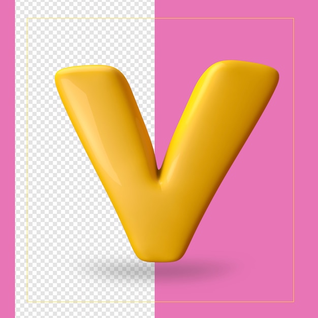 3d render of alphabet letter v