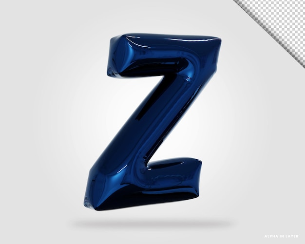 3d rendering alfabeto lettera z in stile palloncino