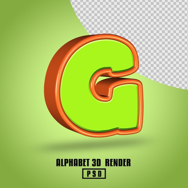 PSD 3d render alphabet light green and orange color