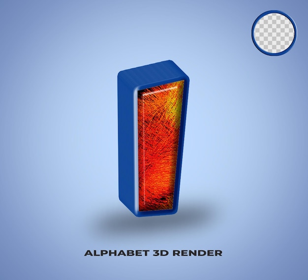 3d render alphabet line blue with abstract colorfull glossy