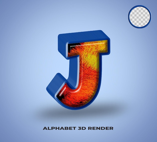 3D render alphabet line blue with abstract colorfull glossy