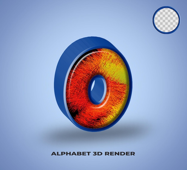 PSD 3dレンダリングアルファベットラインブルーと抽象的なカラフルな光沢のある