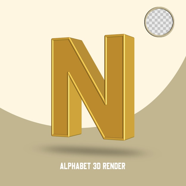 PSD 3d render alphabet n gold style