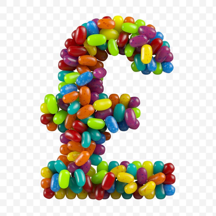 PSD 3d render alphabet pound sign made of jelly beans candy isolated on an isolated background
