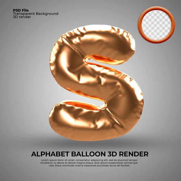 3d render alfabeto s palloncino compleanno anniversario d'oro