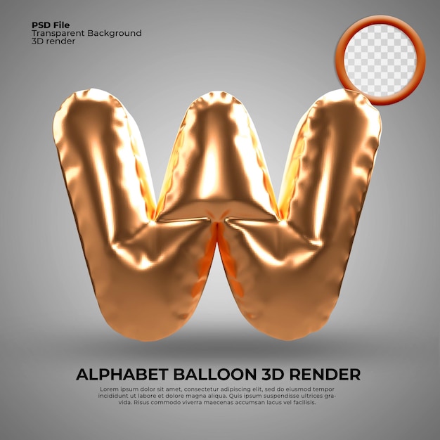 3d render alphabet w balloon gold anniversary birthday