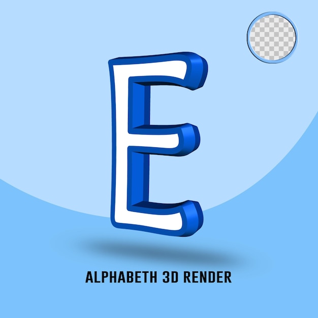 PSD 3d render alphabet white blue color