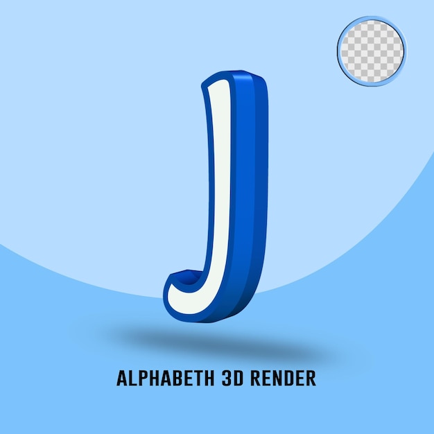 3d render alphabet white blue color