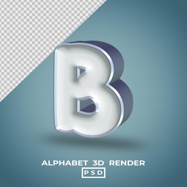 3d render alphabet white silver color