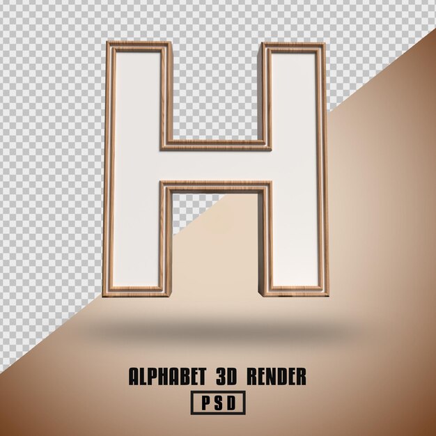 PSD 3d render alphabet wood texture