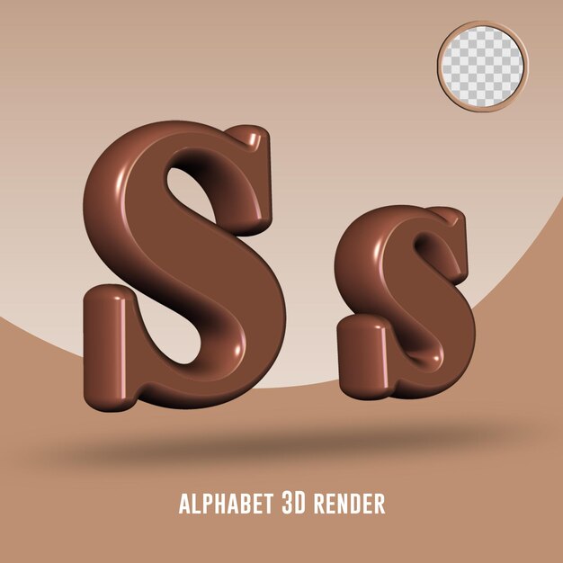 3d render alphabeth chocolate color