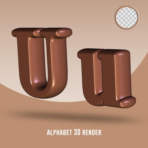 3d render alphabeth chocolate color