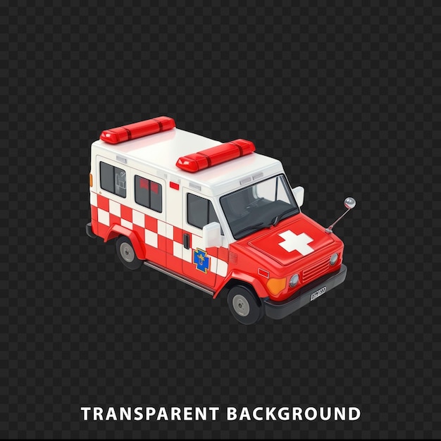 PSD 3d-render ambulance geïsoleerd op transparante achtergrond