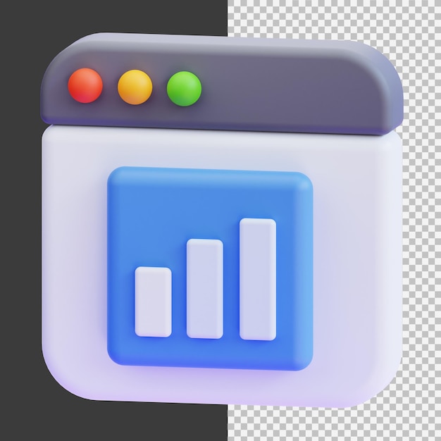 3D Render of Analytics Chart in a Browser Window