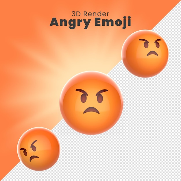 3d render andry emoji met variaties raiva emoticon