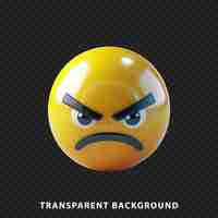 PSD 3d render angry emoticon isolated on transparent background