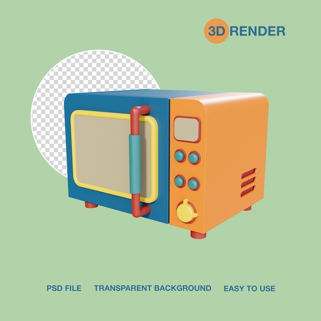 Rendering 3d apparecchio microonde psd