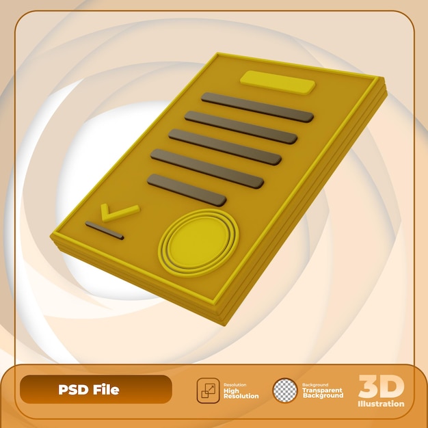 3D Render Approve Document icon Illustration