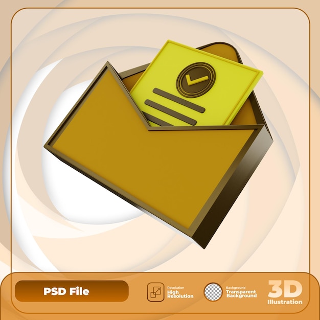 PSD rendering 3d approva icona e-mail illustrazione