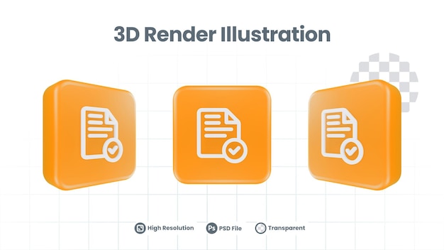 PSD 3d render approved file check verified icon for web mobile app social media promotion