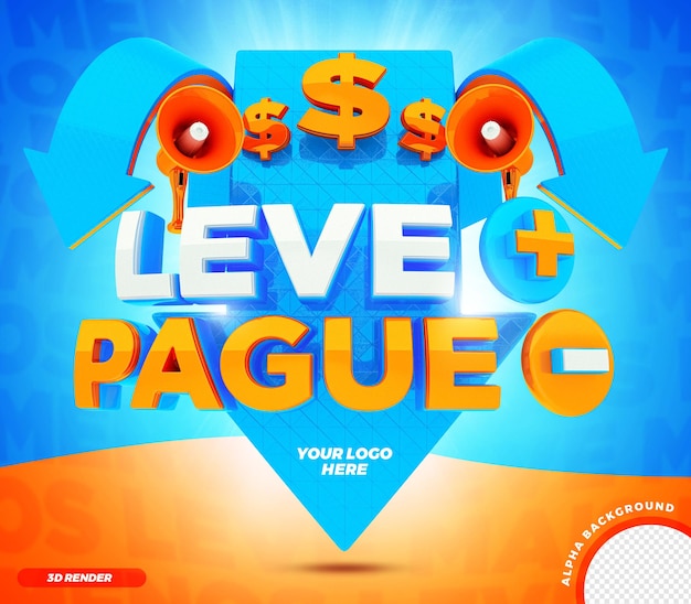 3d render arrow pay less take more brazilian campaign premium psd