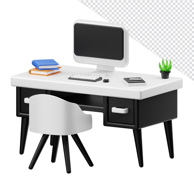 PSD 3d render asset design room desk illustration