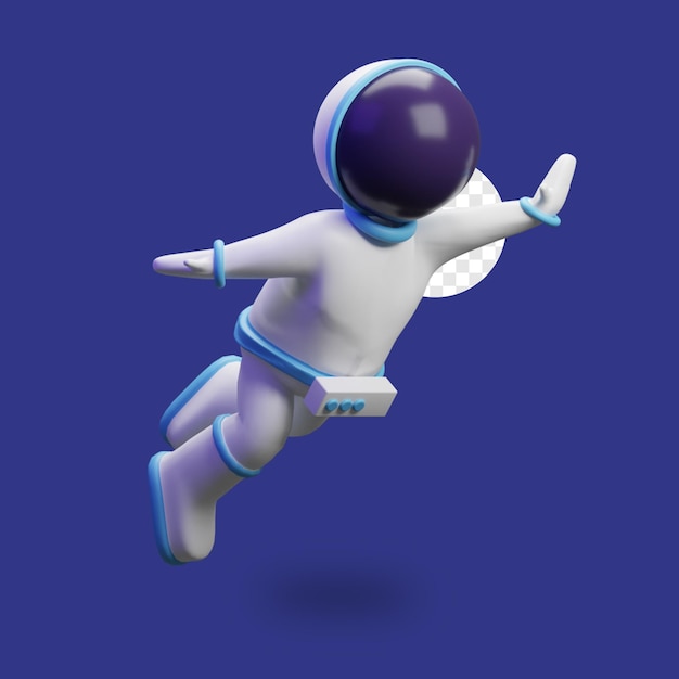 3D Render Astronaut Floating Side View