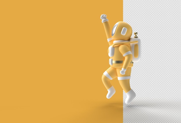 3d render astronaut fly transparant psd-bestand.