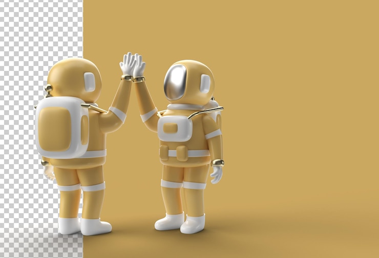 PSD 3d render astronaut hifi gesture 