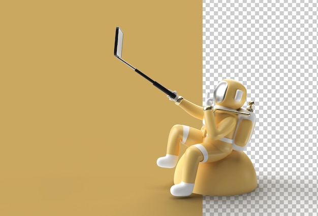 3d Render Astronaut Make Selfie 