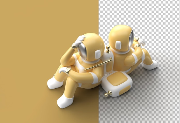 3d render astronauta mark pensa, delusione, stanco gesto caucasico