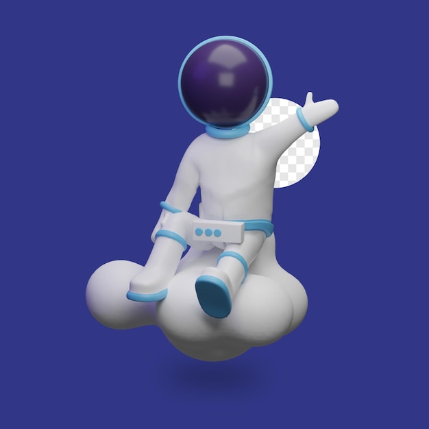 3d render astronauta con cloud