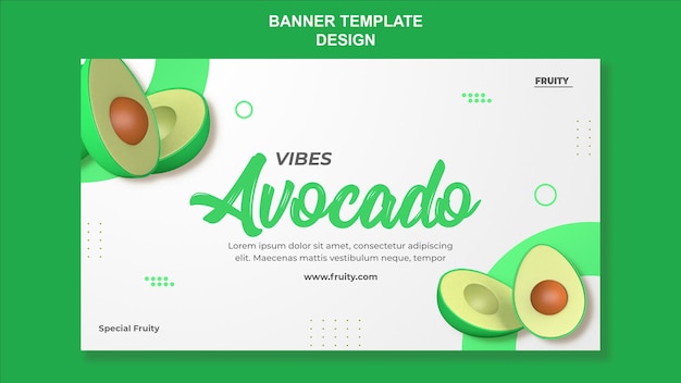 PSD 3dレンダリングアボカドバナーテンプレートデザイン