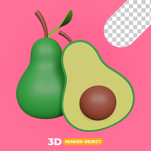 3d render of avocado illustration