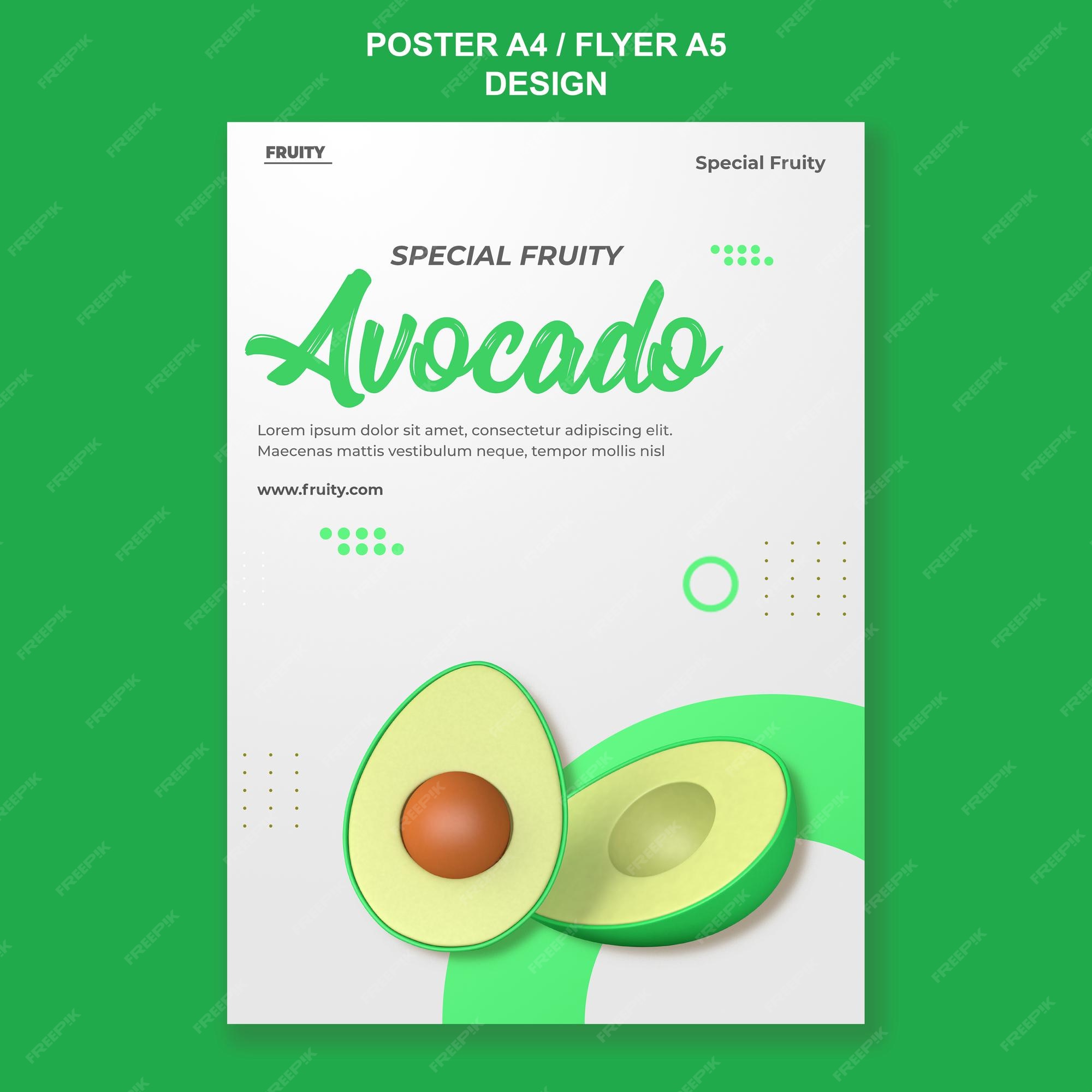 Envision Kostumer Spænde Premium PSD | 3d render avocado poster template design