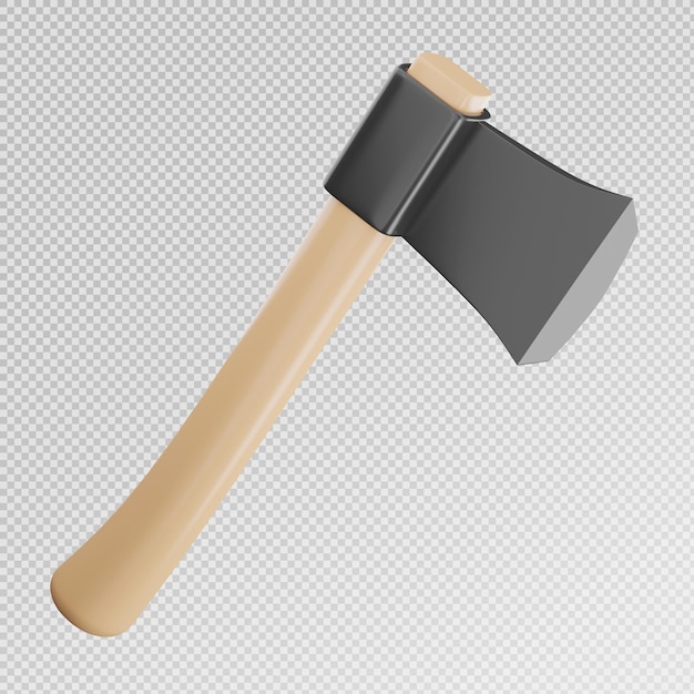 PSD 3d render of axe tools kit isolated