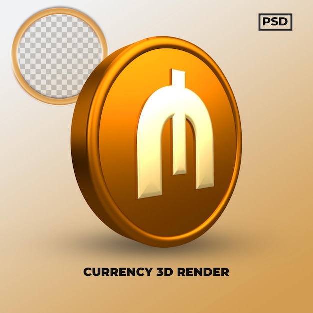 PSD 3dレンダリングアゼルバイジャンマナト通貨コイン