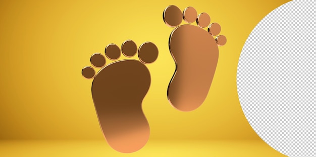 PSD 3d render icona del cuore del piede nudo del piede del bambino sfondo trasparente png piedi del bambino, impronta