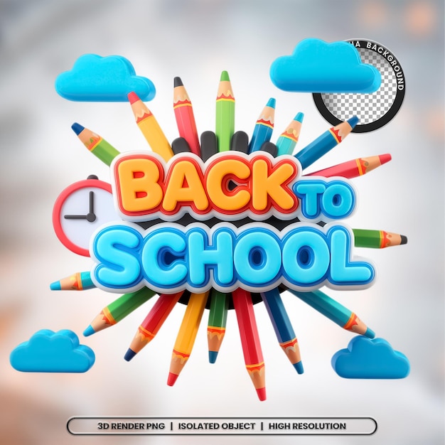 3D Render Back to School 스프 학교 요소 아이콘 PSD PNG
