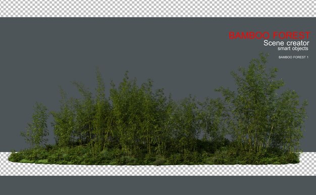 3D 렌더링 대나무 숲과 초원