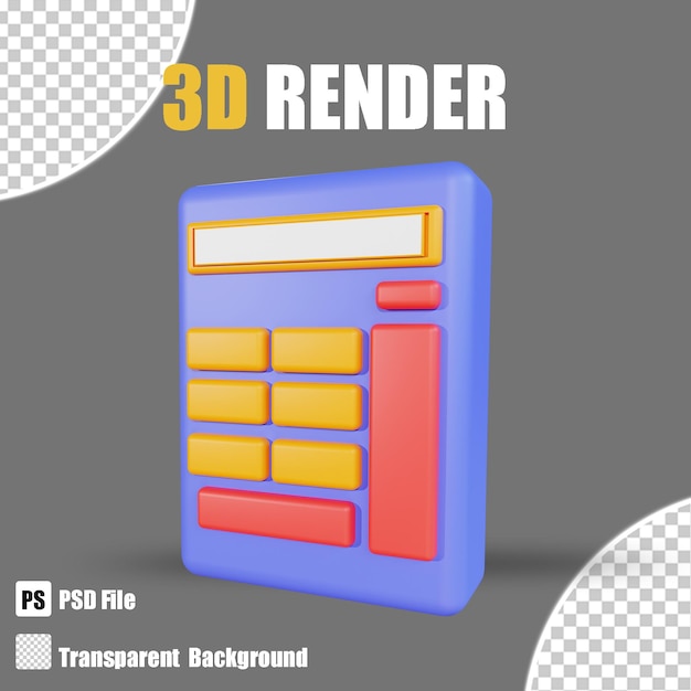 3d render bank- en financiële rekenmachine 2 pictogram met transparante achtergrond