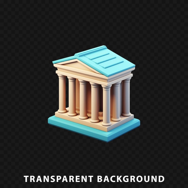 PSD 3d render bank icon isolated on transparent background