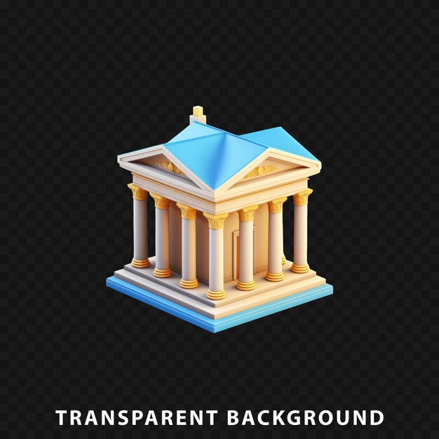 PSD renderizzazione 3d dell'icona della banca isolata su sfondo trasparente