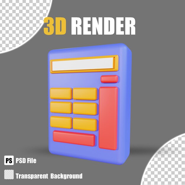 透明な背景を持つ3dレンダリング銀行と金融計算機2アイコン