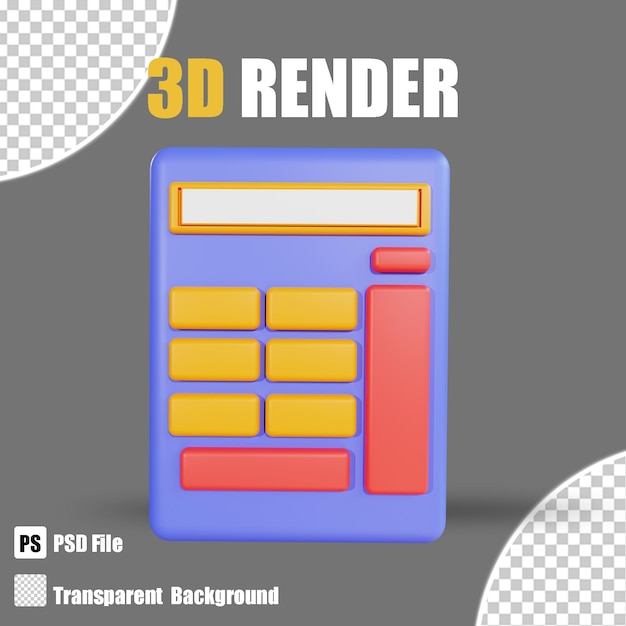 3d render calcolatrice bancaria e finanziaria 3 icona con sfondo trasparente