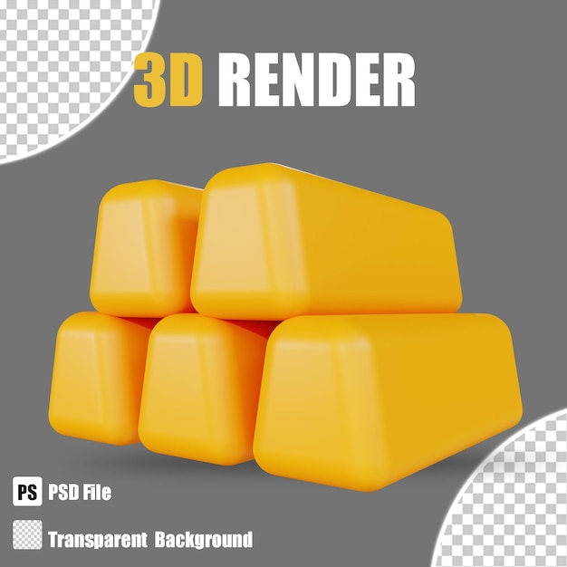 3D визуализация банковского дела и финансов значок золота с прозрачным фоном