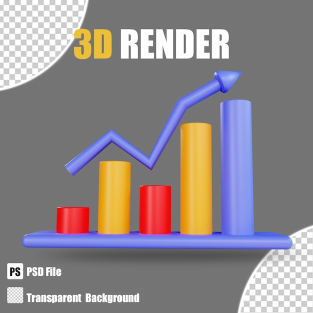 3D render bankowość i finanse ikona diagramu 6 z przezroczystym tłem